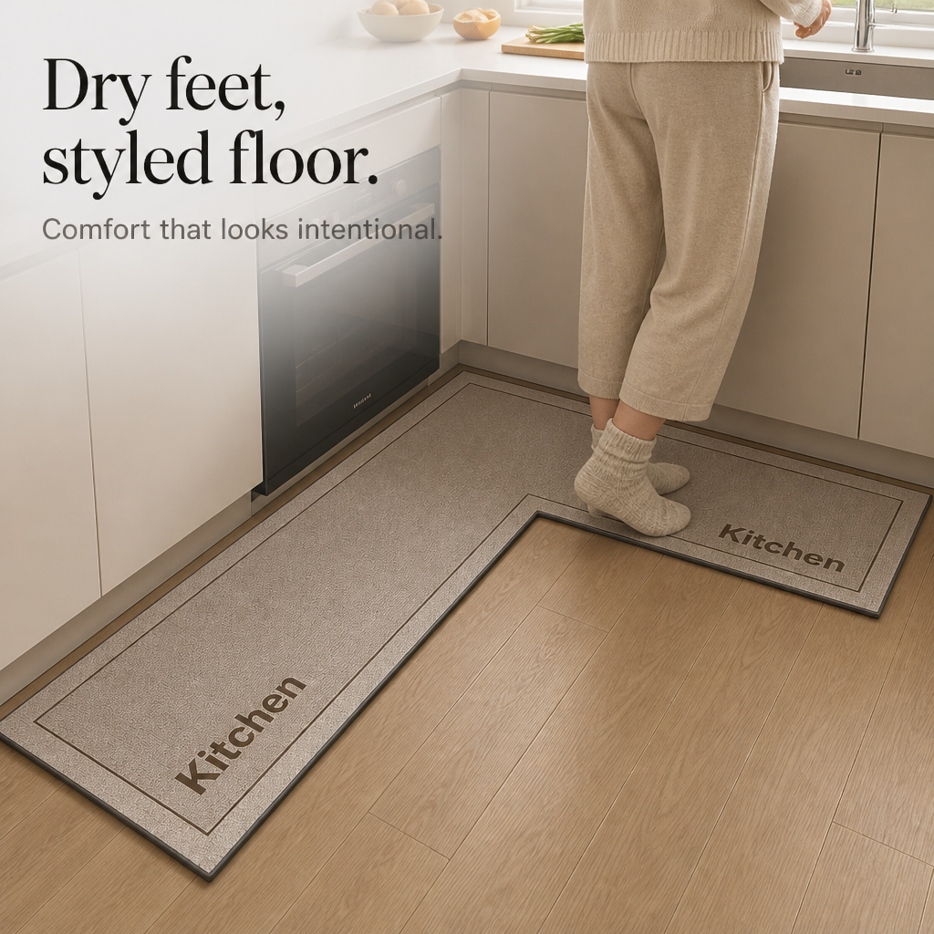 Drymatt L-Shaped Diatomite Quick-Dry Kitchen Mat - Elena Harper