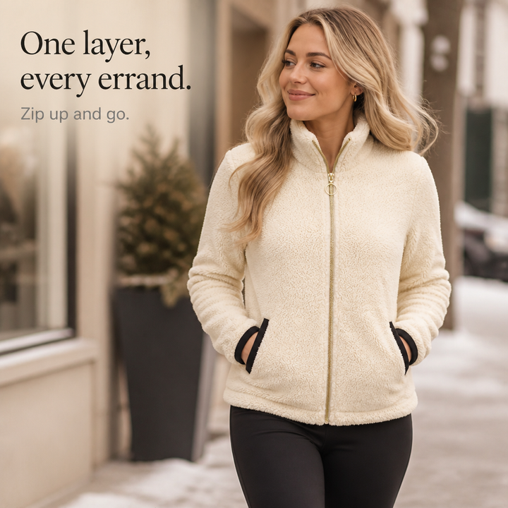 Cozyline Double-Layer Fleece-Look Zip Jacket - Elena Harper