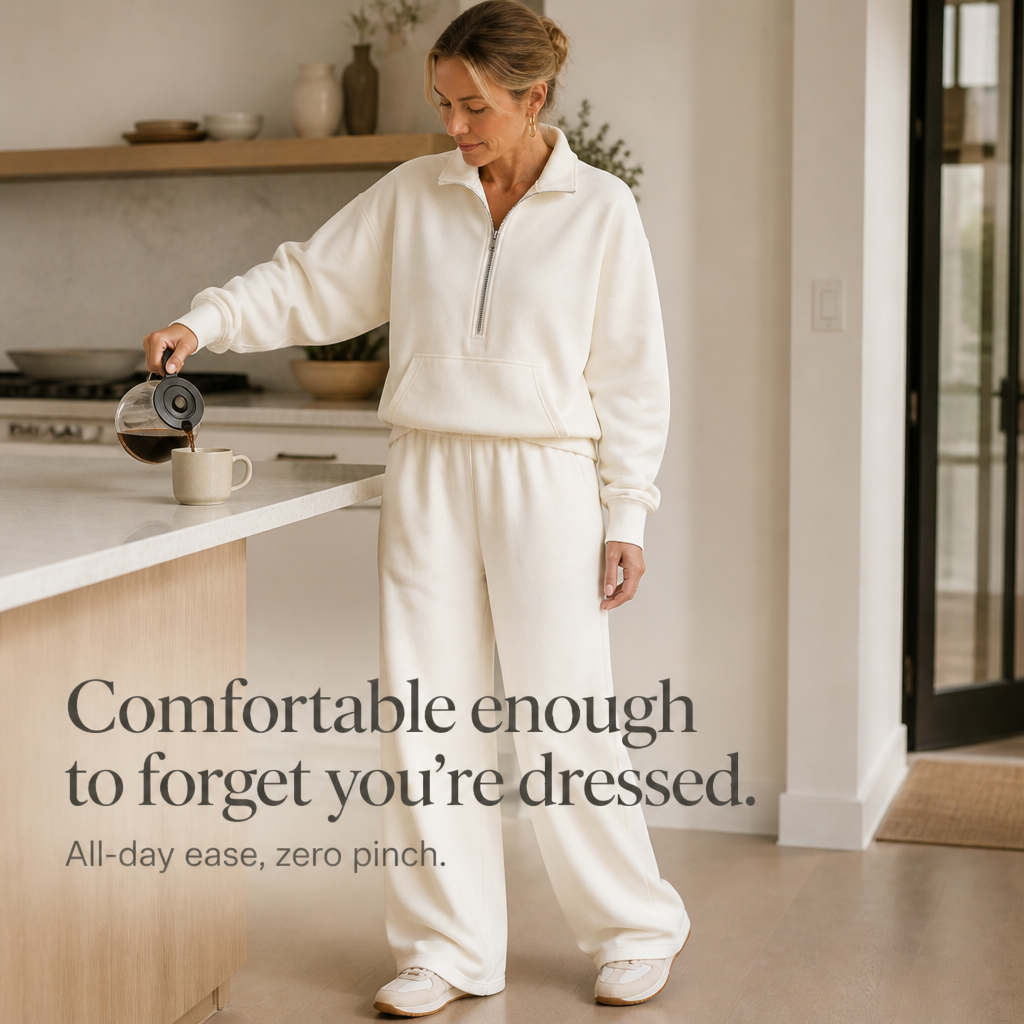 Easolde Half-Zip Collar Lounge Set - Elena Harper