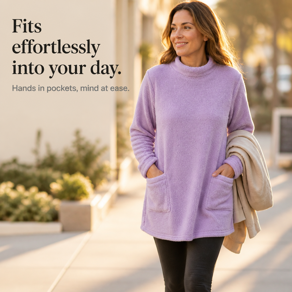 CozyLayer Brushed-Lining Long-Sleeve Tunic Top - Elena Harper