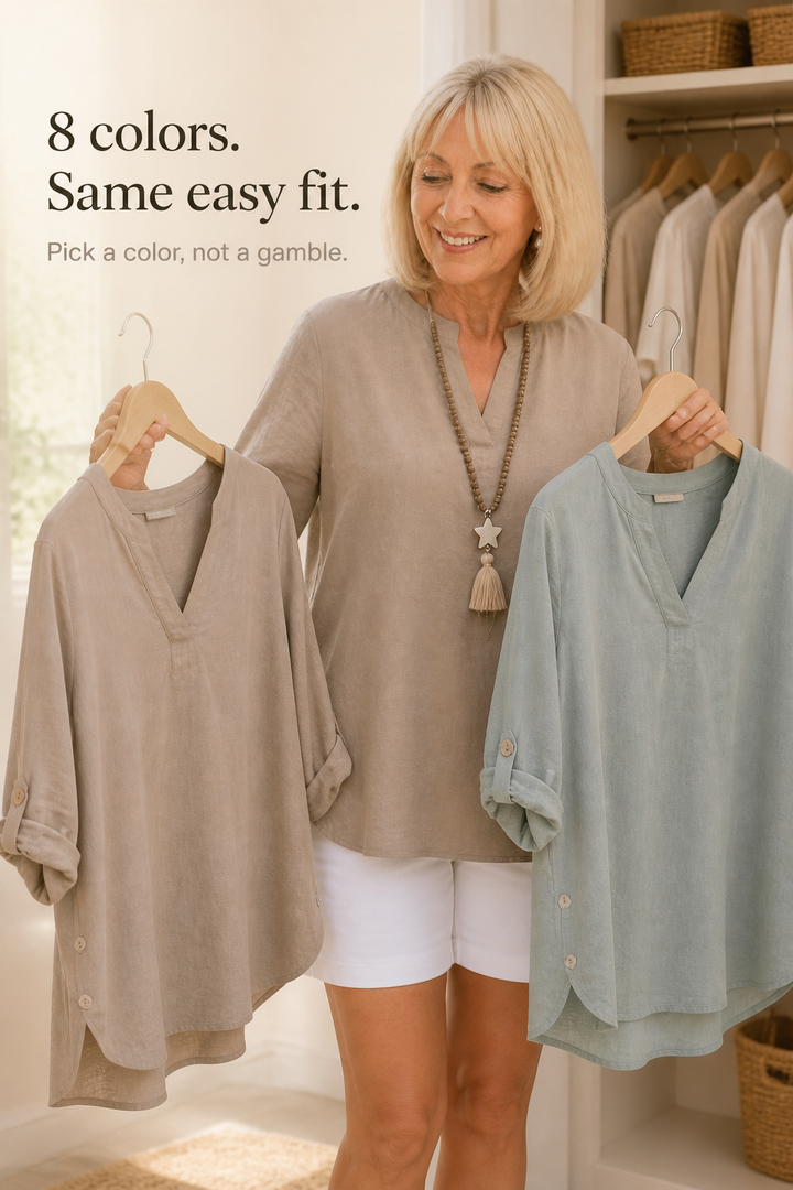 Easeline Convertible Sleeve V-Neck Side-Button Top - Elena Harper