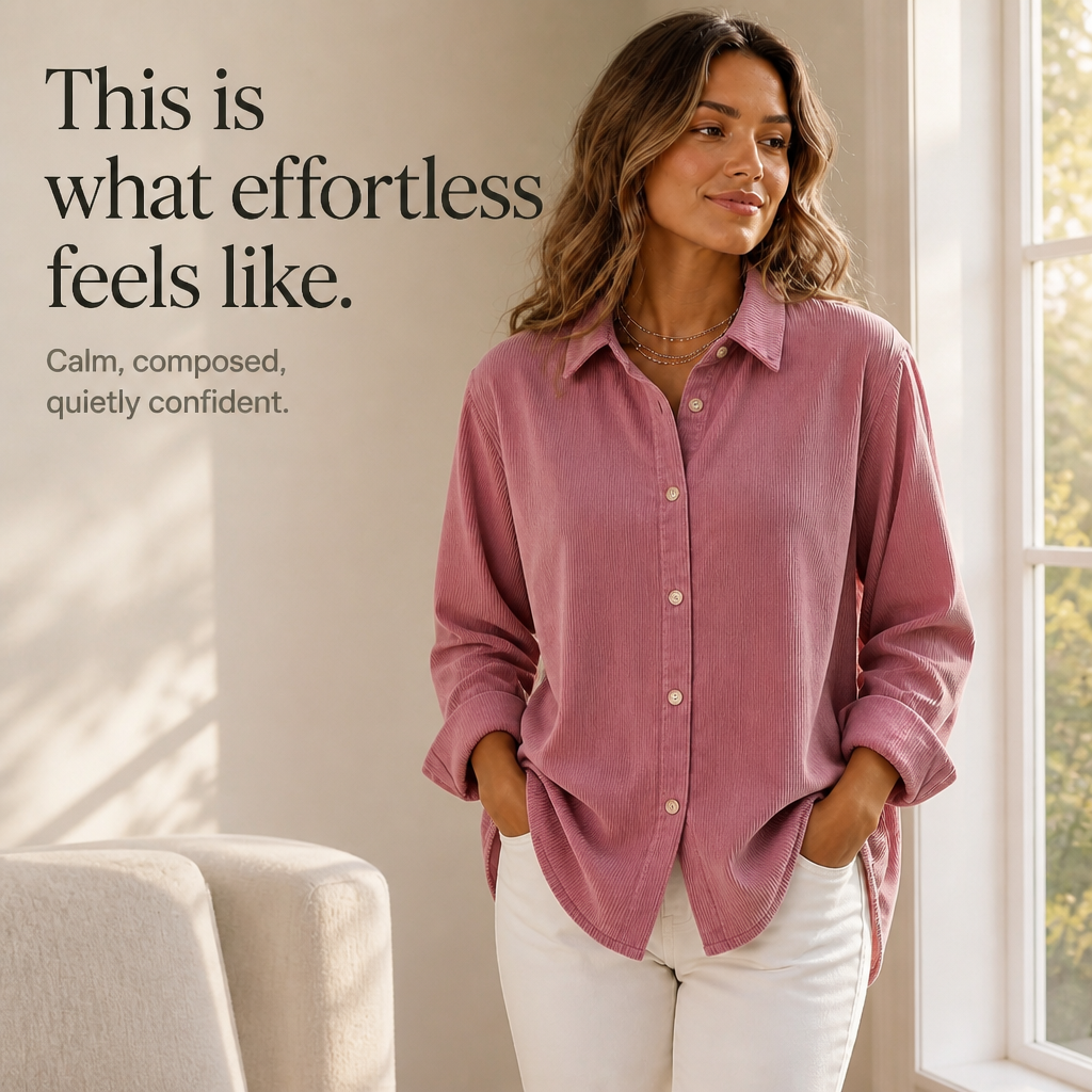 Cordelle Oversized Corduroy-Look Button-Up Shirt - Elena Harper