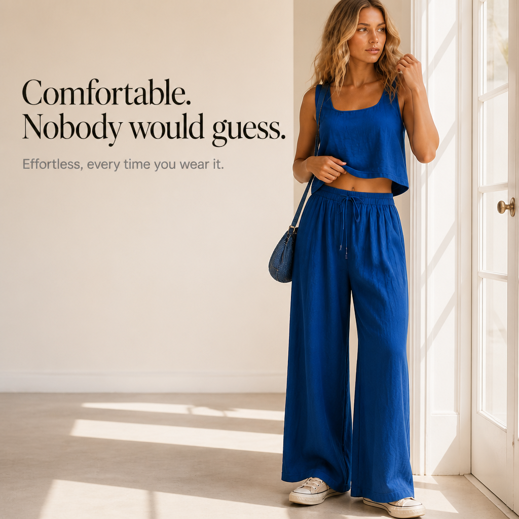 Crinklewear Crinkle Cami And Wide-Leg Pants Set - Elena Harper