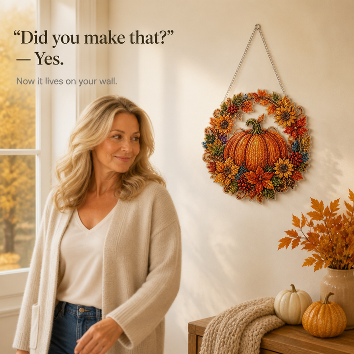 Duskglow Wreath Pumpkin Diamond Painting Wreath Kit - Elena Harper