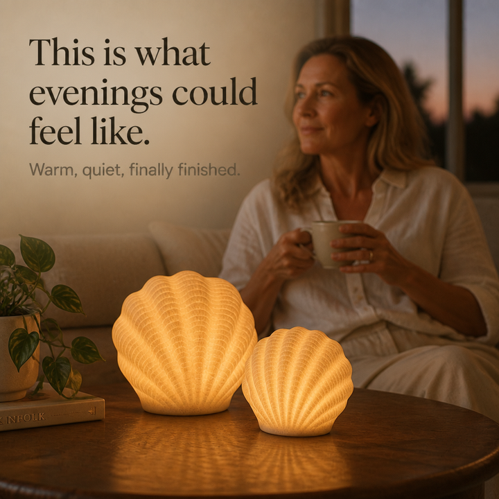 Coastal Glow Co. Ceramic Shell And Conch Ambient Lamp Set - Elena Harper