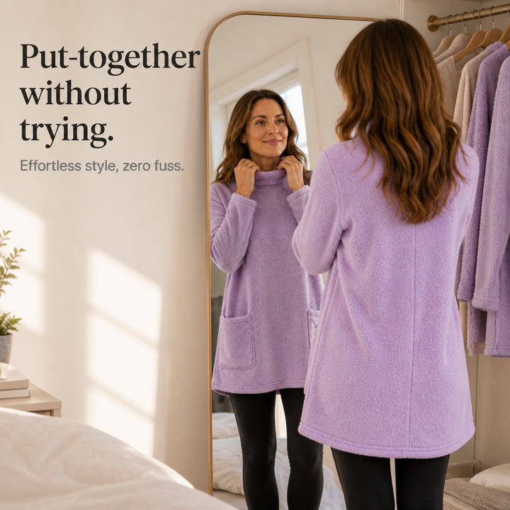 CozyLayer Brushed-Lining Long-Sleeve Tunic Top - Elena Harper