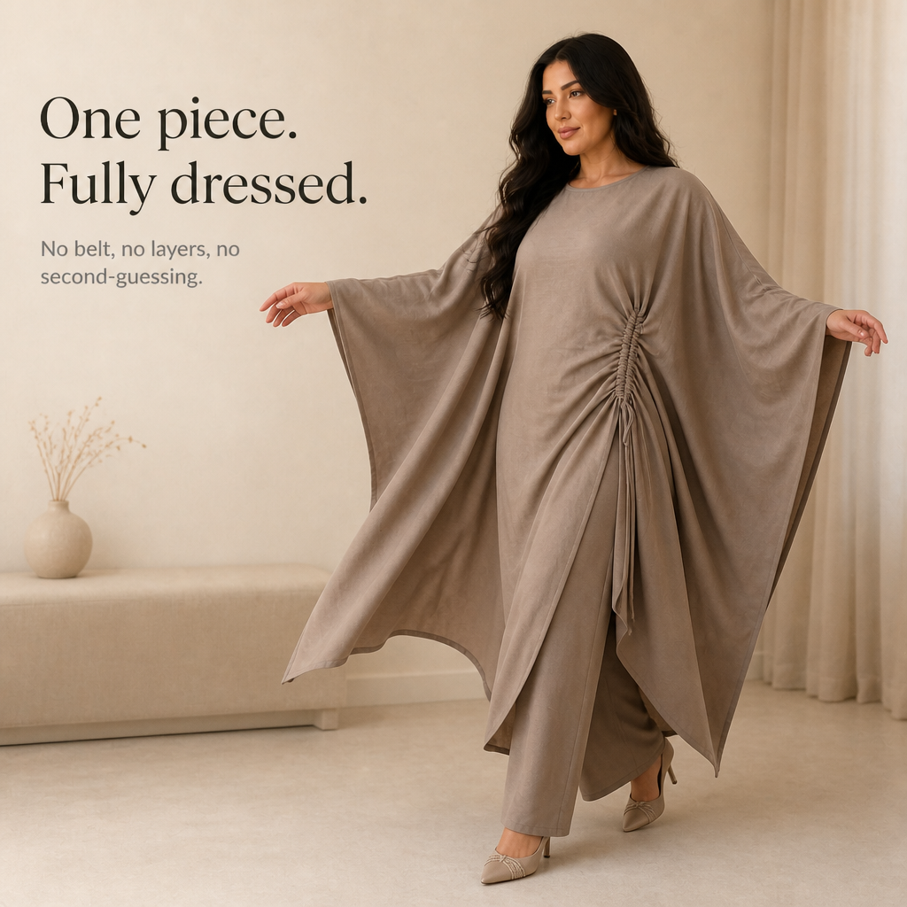 Cinchara Ruched Waist Batwing Kaftan Two-Piece Set - Elena Harper