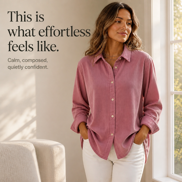 Cordelle Oversized Corduroy-Look Button-Up Shirt - Elena Harper