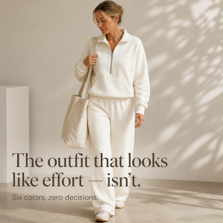 Easolde Half-Zip Collar Lounge Set - Elena Harper