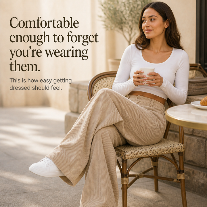 Cordelle High-Waisted Stretch Corduroy Wide-Leg Trousers - Elena Harper