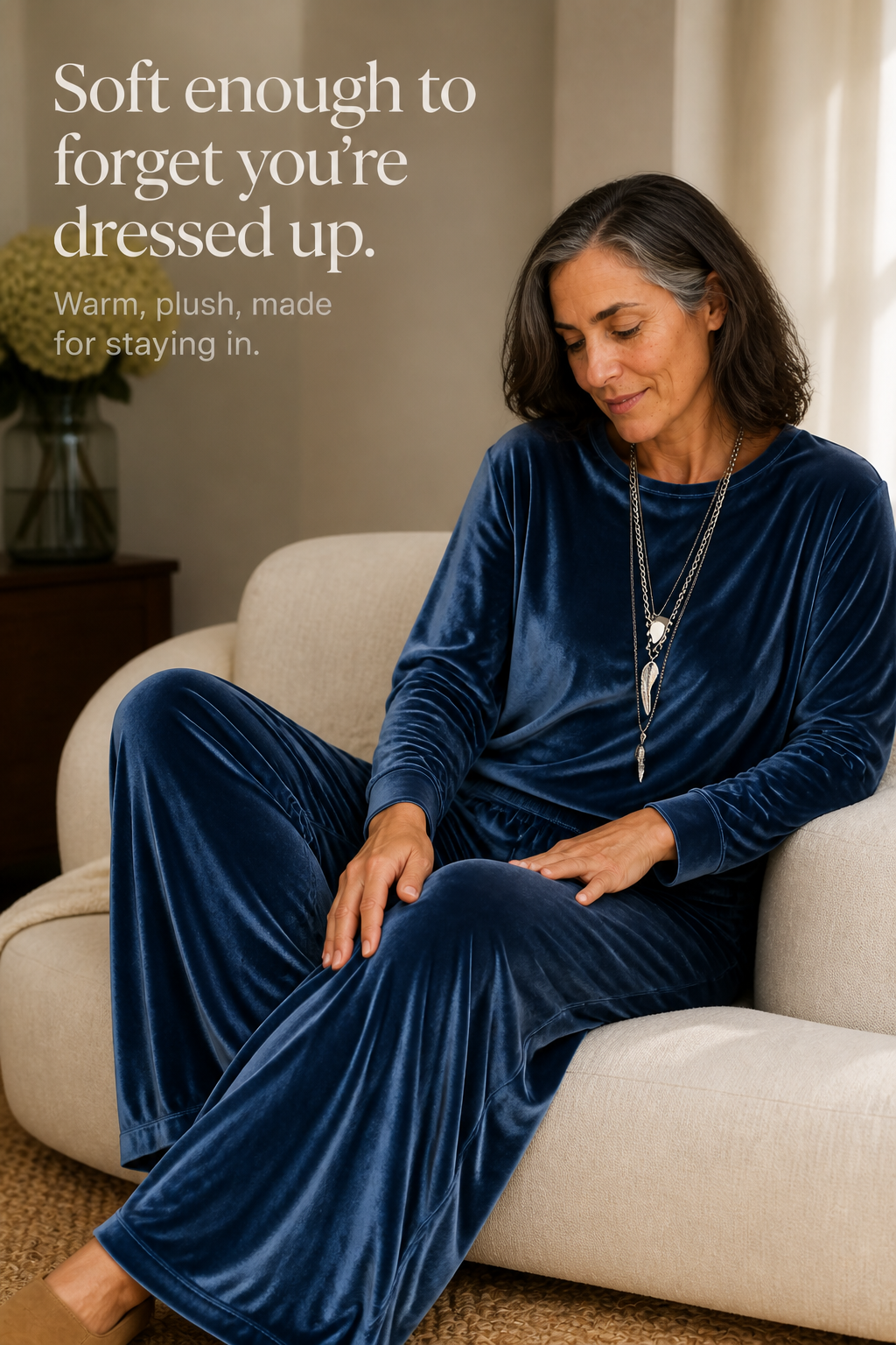 Duskvelor Velvet-Look Wide-Leg Two-Piece Lounge Set - Elena Harper