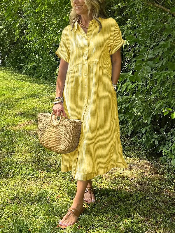 Claire Effortless Striped Shirt Dress - Elena Harper