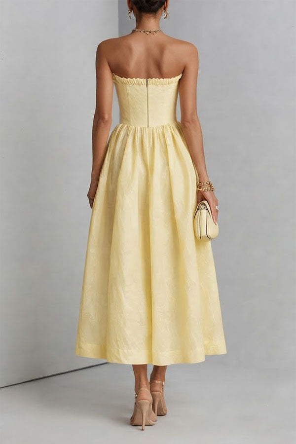 Seraphina 3D Rosette Strapless Midi Dress