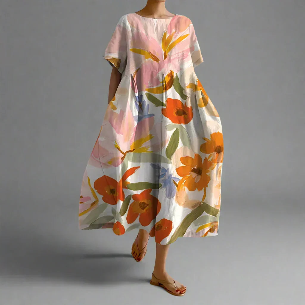 Xyrhilda Summer Dress with Floral Pattern and Flowing Cut - Elena Harper