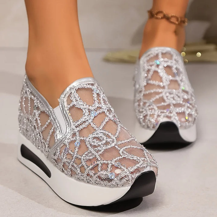 Heleen High-Top Sneakers with Sequins - Elena Harper