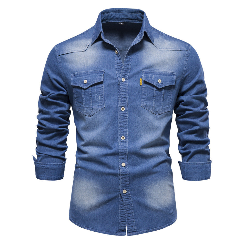 Men's Button-Up Long Sleeve Shirt with Chest Pockets