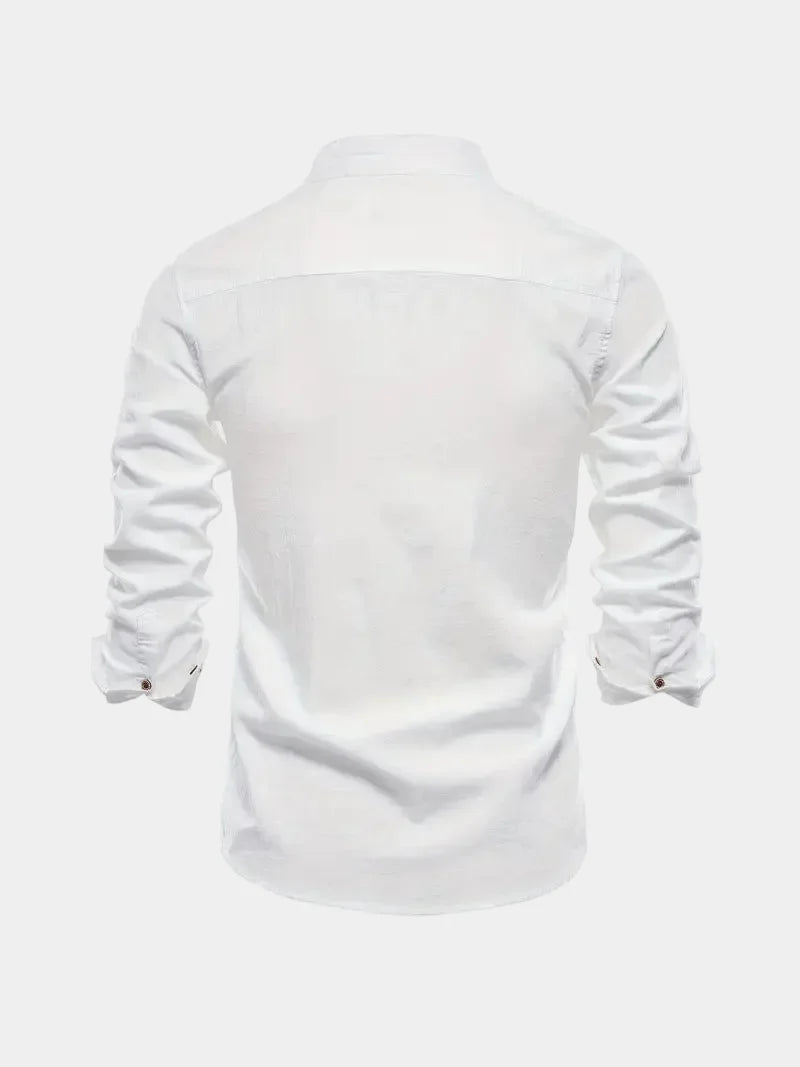 Men's Mao Collar Button-Up Shirt