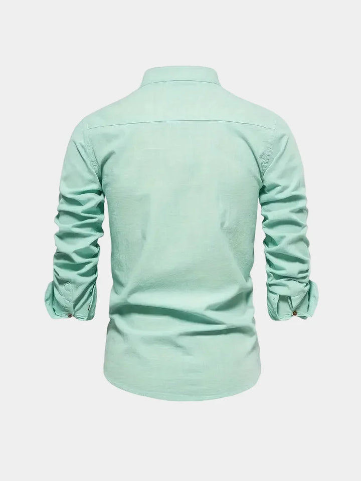 Men's Mao Collar Button-Up Shirt