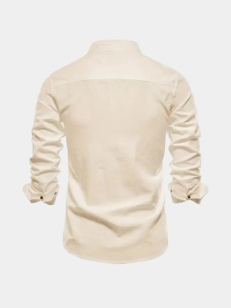 Men's Mao Collar Button-Up Shirt
