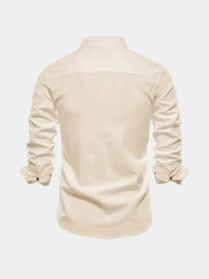 Men's Mao Collar Button-Up Shirt