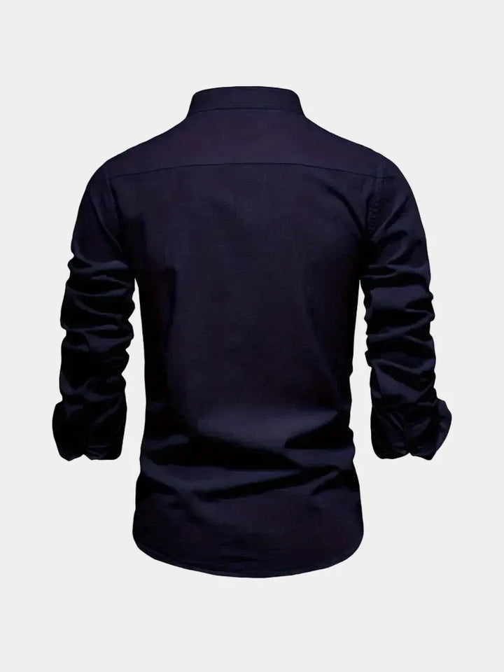 Men's Mao Collar Button-Up Shirt