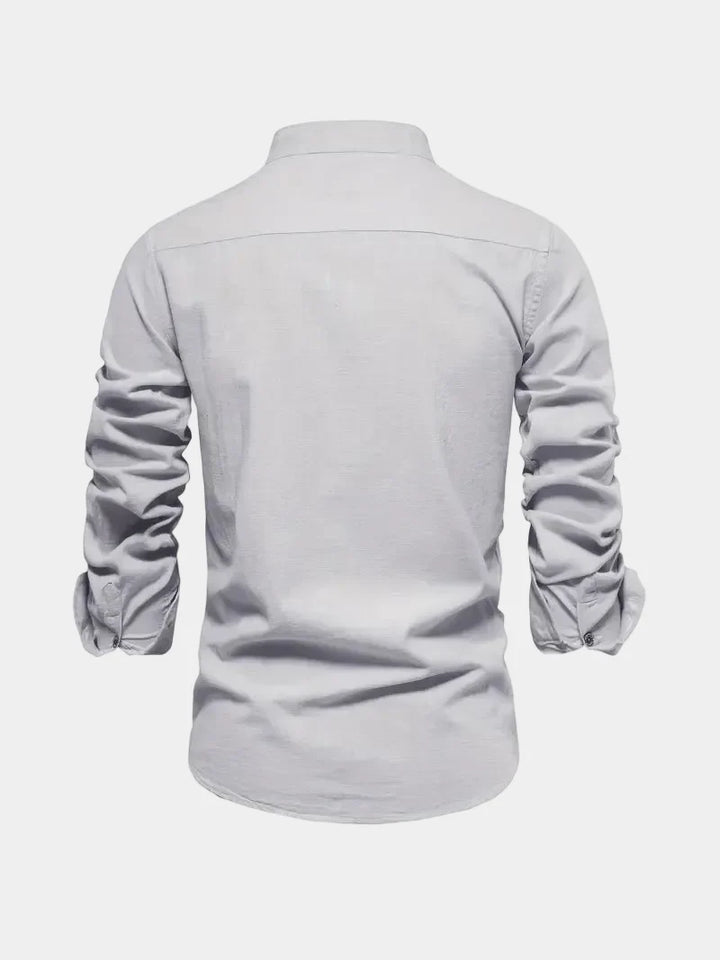 Men's Mao Collar Button-Up Shirt