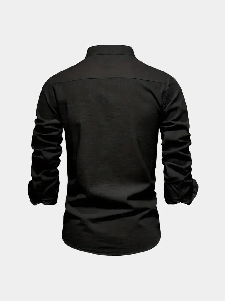 Men's Mao Collar Button-Up Shirt