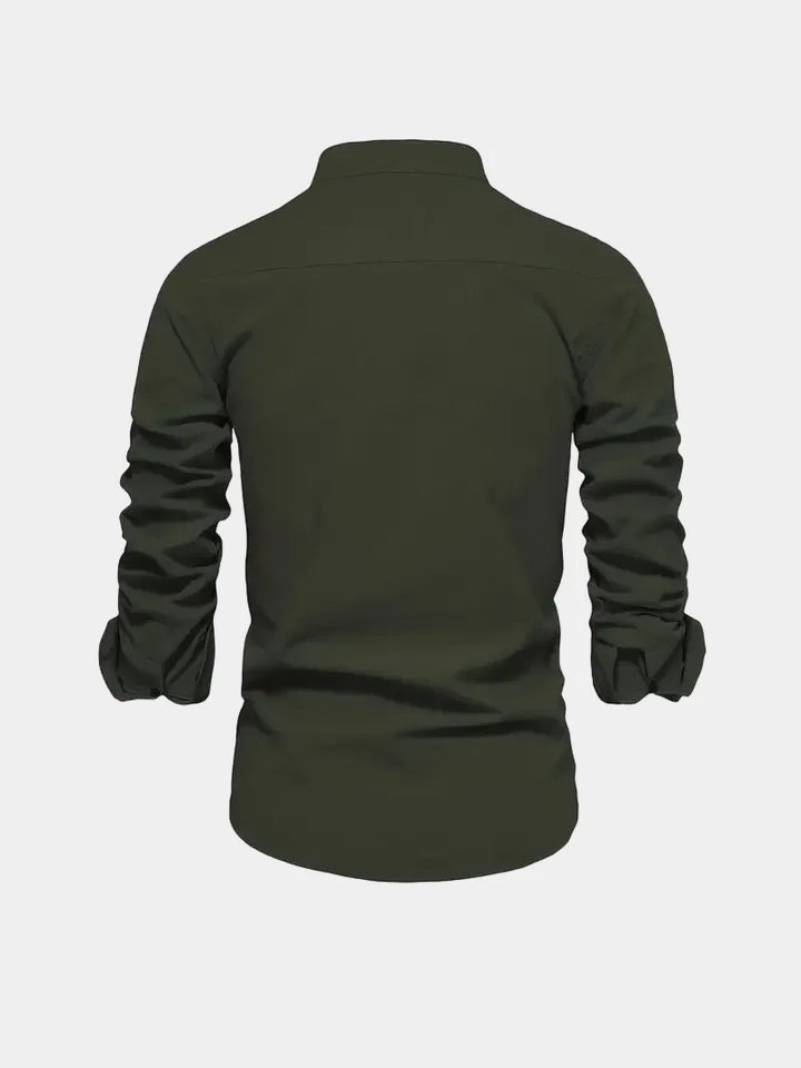 Men's Mao Collar Button-Up Shirt