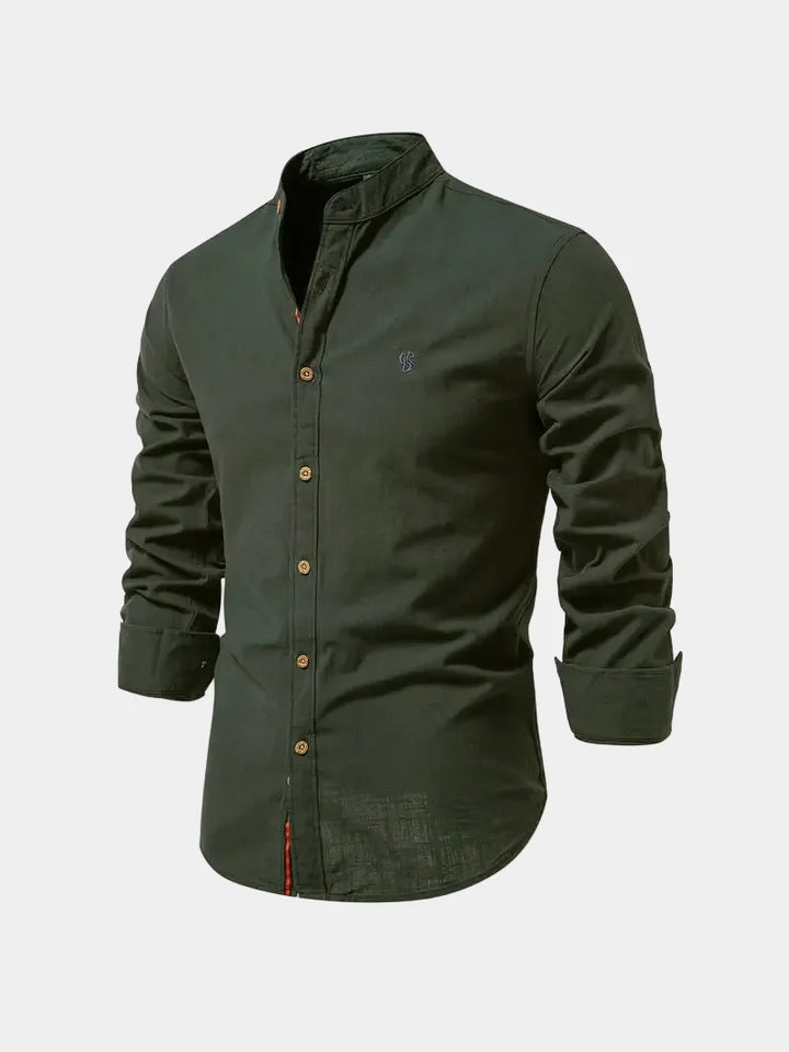 Men's Mao Collar Button-Up Shirt