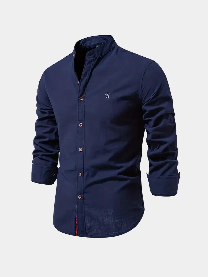 Men's Mao Collar Button-Up Shirt