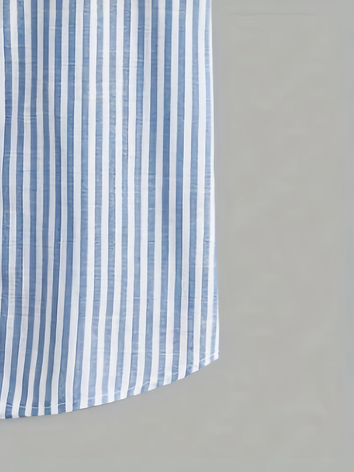 Men's Striped Mao Collar Shirt