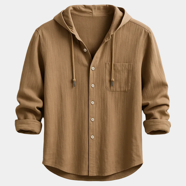 Men's Button-Up Hooded Shirt