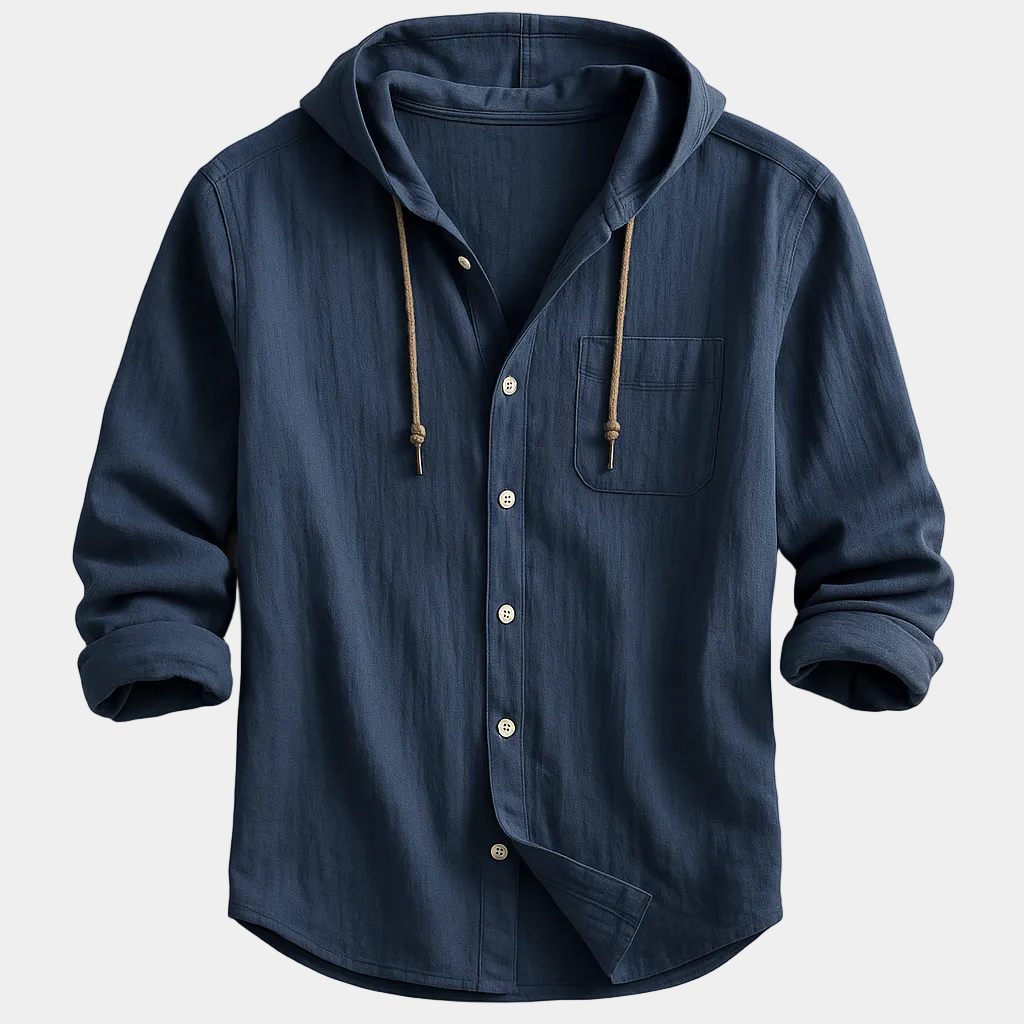 Men's Button-Up Hooded Shirt