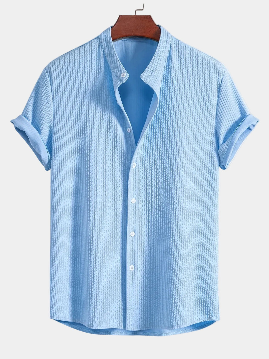 Textured Mao Collar Men's Shirt