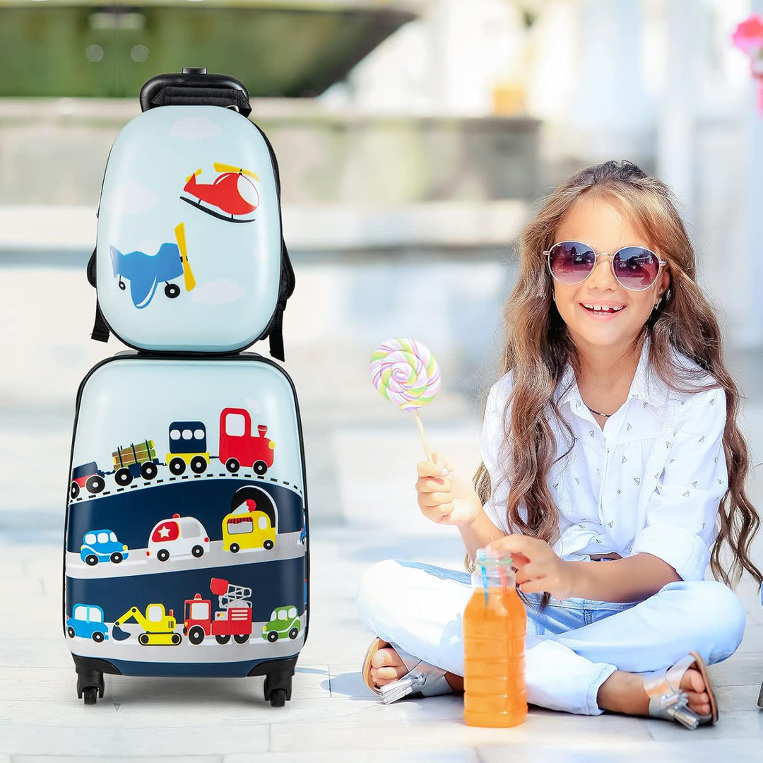 Children's Hard-Shell Luggage & Backpack Set - Helicopter
