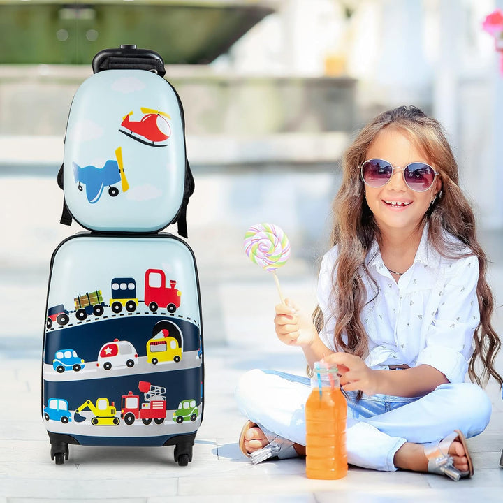 Children's Hard-Shell Luggage & Backpack Set - Helicopter