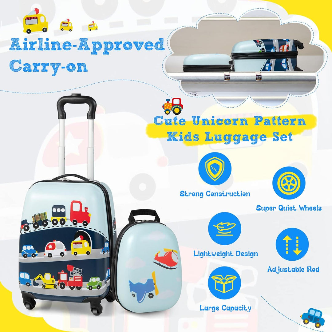 Children's Hard-Shell Luggage & Backpack Set - Helicopter