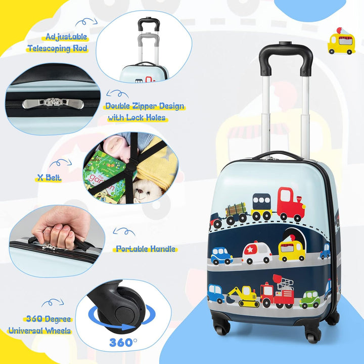 Children's Hard-Shell Luggage & Backpack Set - Helicopter