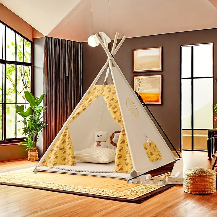 Children's Teepee Tent With Bear Patterns A Cosy Play Hideout For Indoor And Outdoor Adventures