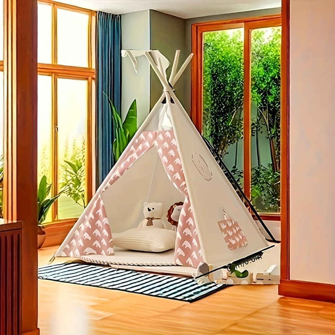 Children's Teepee Tent With Bear Patterns A Cosy Play Hideout For Indoor And Outdoor Adventures