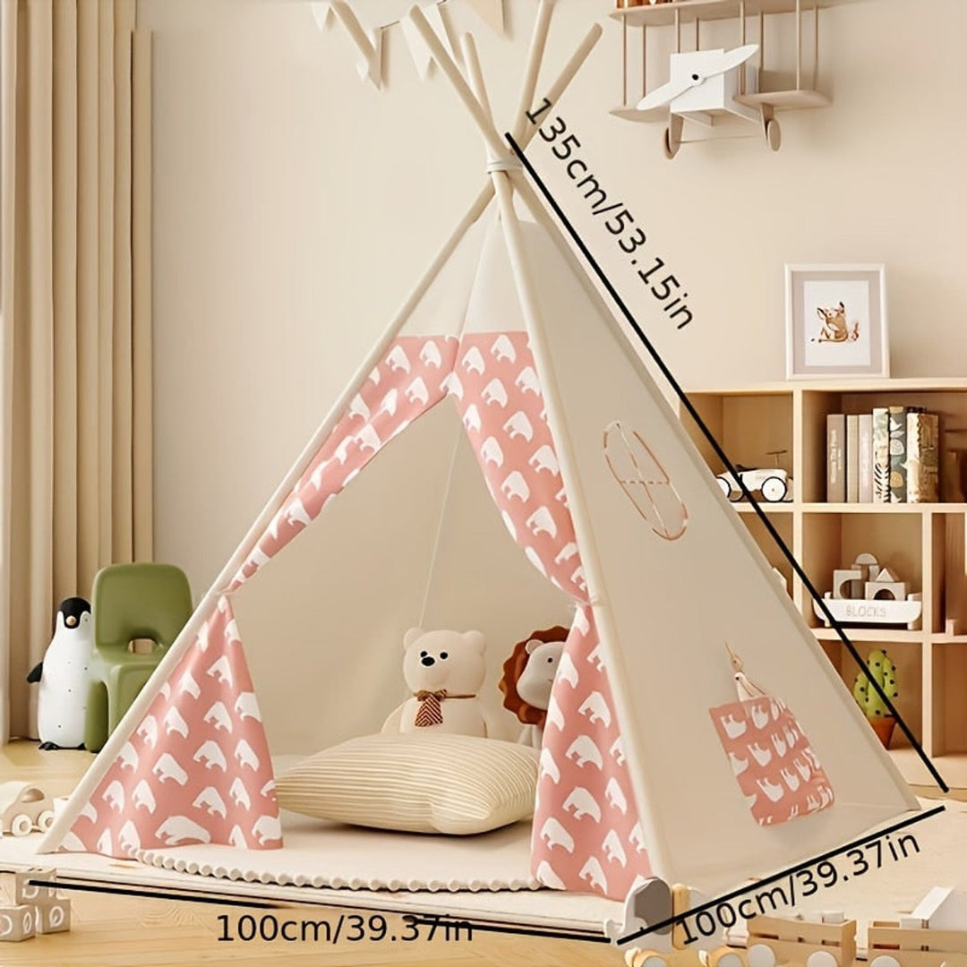 Children's Teepee Tent With Bear Patterns A Cosy Play Hideout For Indoor And Outdoor Adventures