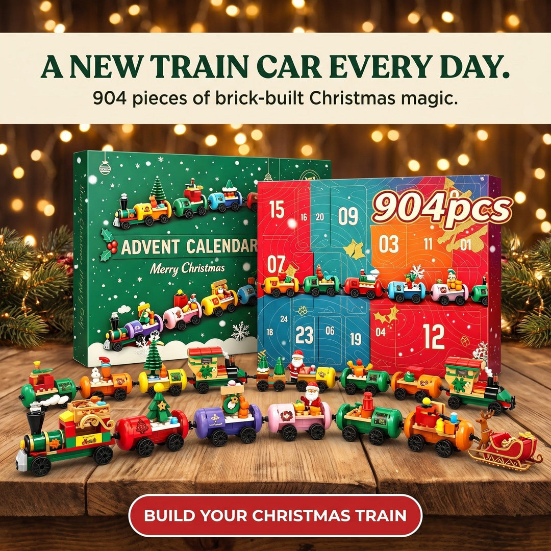 Christmas Train Advent Calendar, 904-Piece Brick Train Set