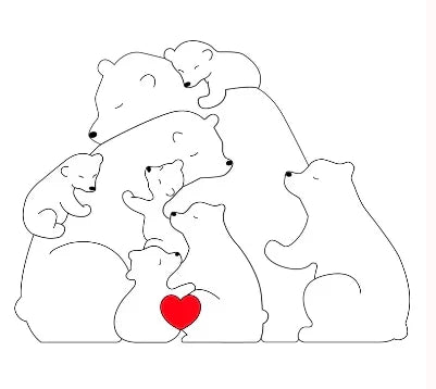 Cubunity Personalized Wooden Bears Family Puzzle - Elena Harper