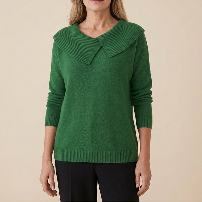 Collara Asymmetric Collar Knit Sweater - Elena Harper