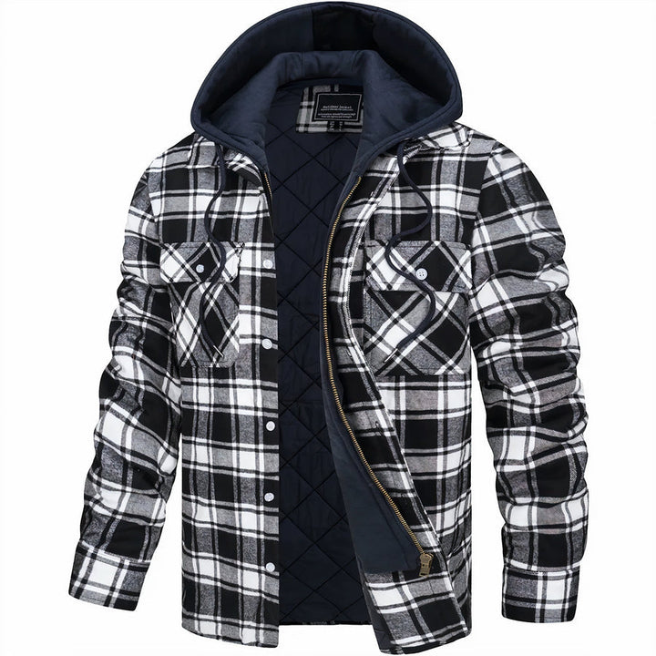 Men's Hooded Checkered Jacket