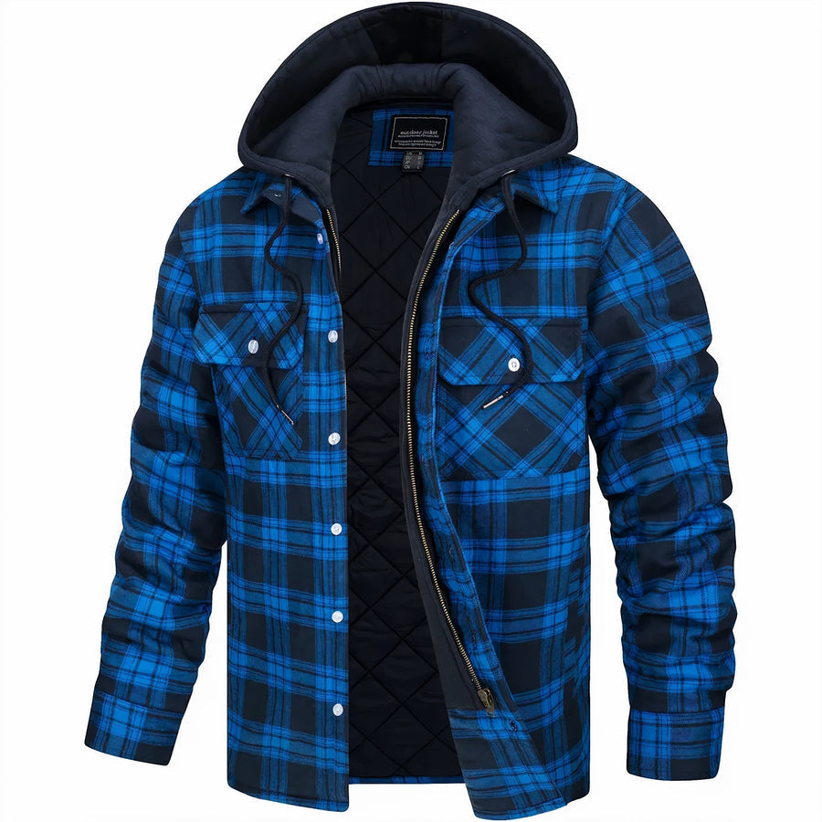 Men's Hooded Checkered Jacket