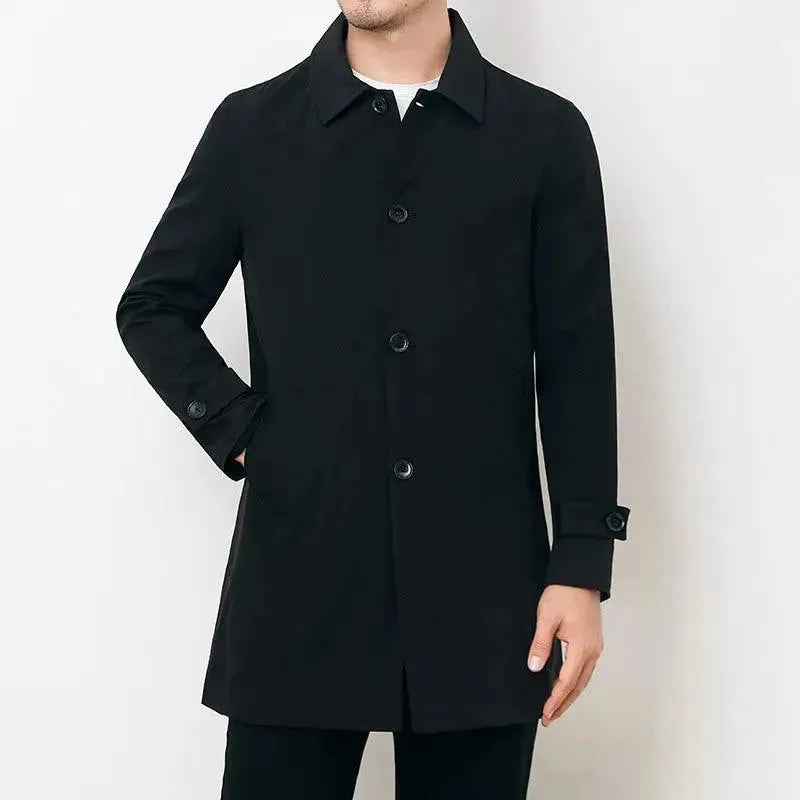 Men's Trench Coat Single-Breasted with Notch Collar