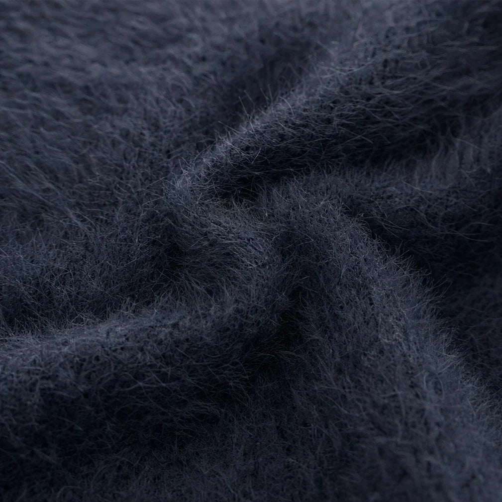 Cozyline – Fuzzy Contrast-Trim Half-Zip Sweater