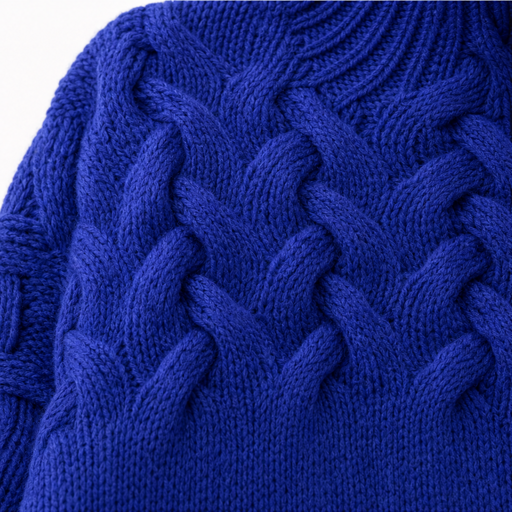 Cozette Braided Cable-Knit Turtleneck Sweater - Elena Harper