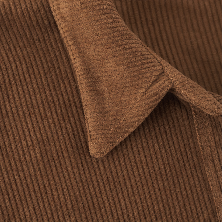 Corvella Ribbed Corduroy Button-Front Shirt Dress - Elena Harper